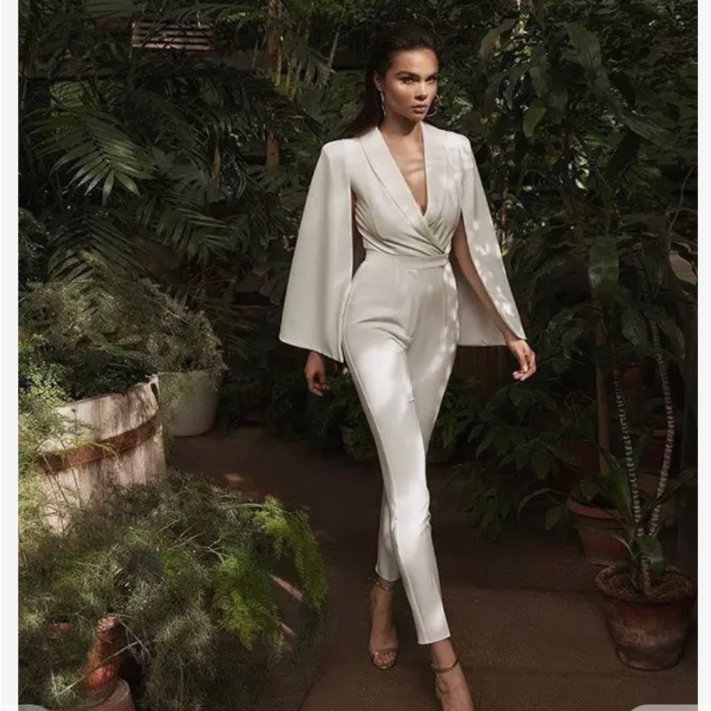 Bohemian jumpsuit dressy w flutter sleeve